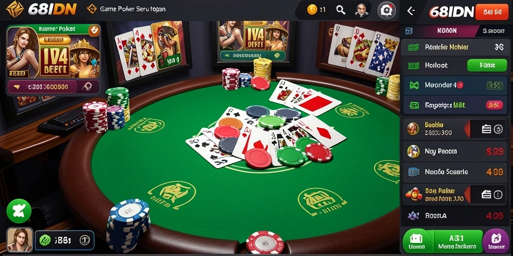 Screenshot utama 68IDN menampilkan gameplay poker yang seru dan kompetitif.