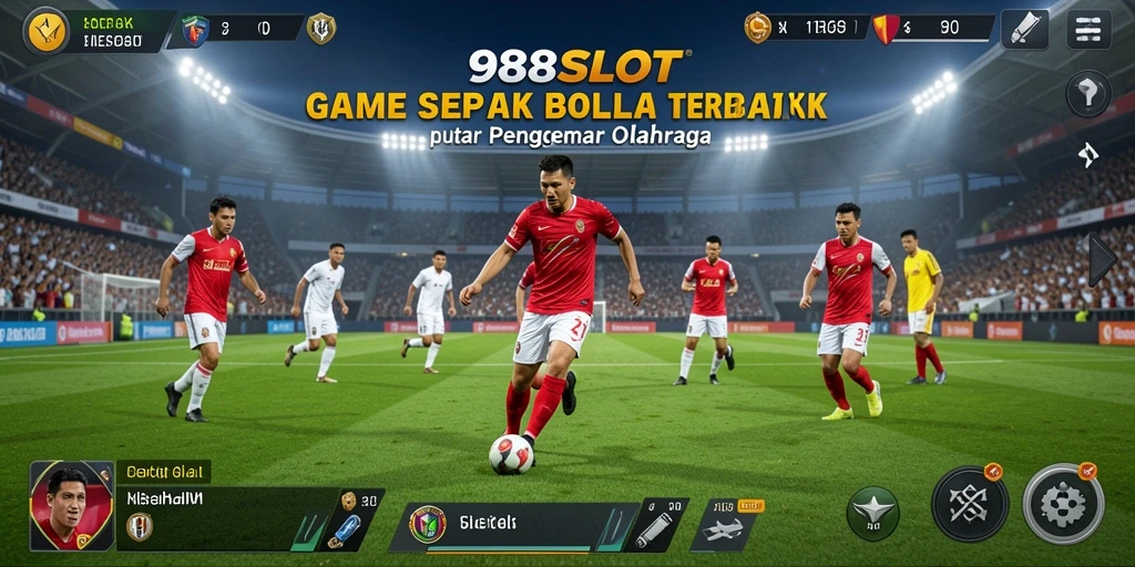 Screenshot dari gameplay seru 988SLOT menampilkan aksi sepak bola nyata.