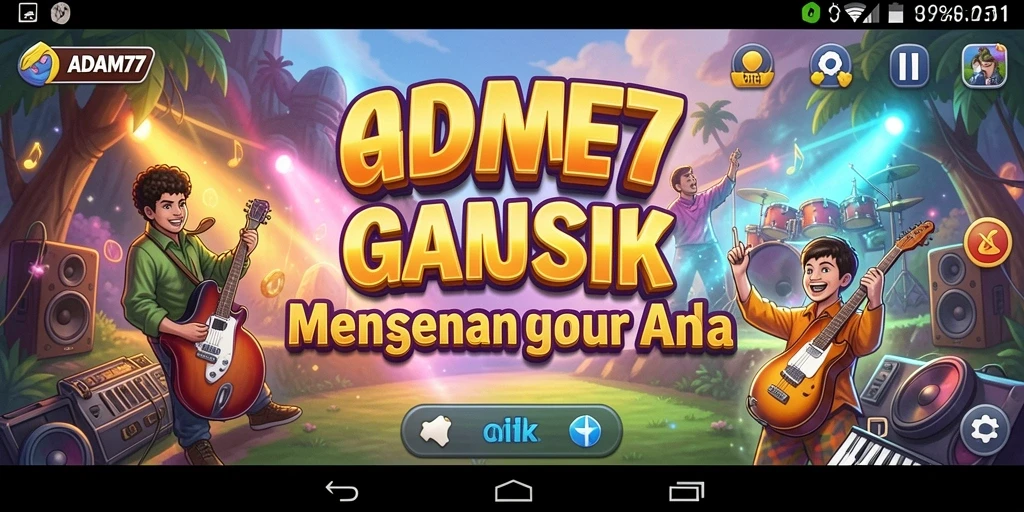 Tampilan gameplay seru dalam ADAM77 dengan beat musik.