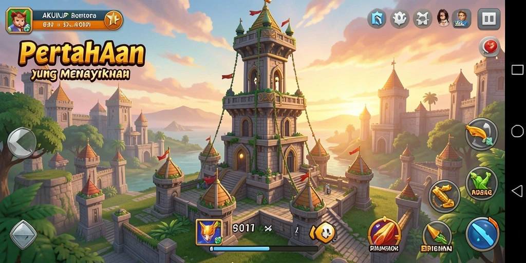 Tampilan gameplay AKUNJP yang seru dan menantang dalam Tower Defense.