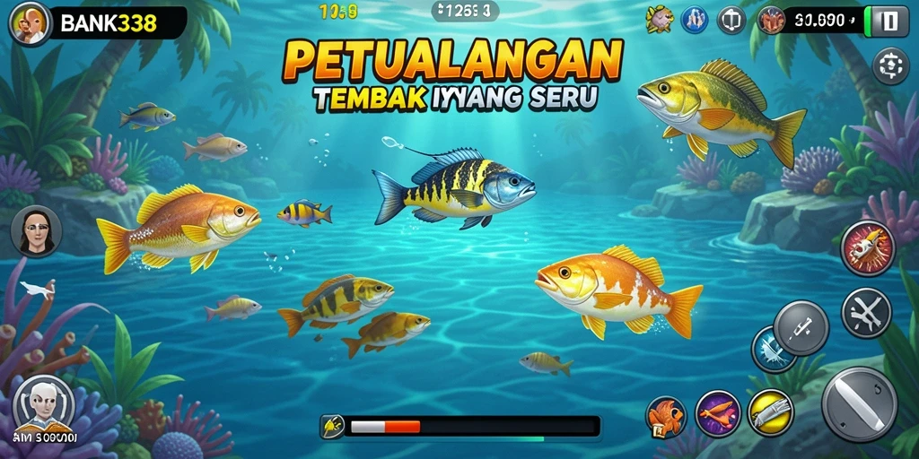 Tampilan gameplay seru dalam BANK338 saat menembak ikan.