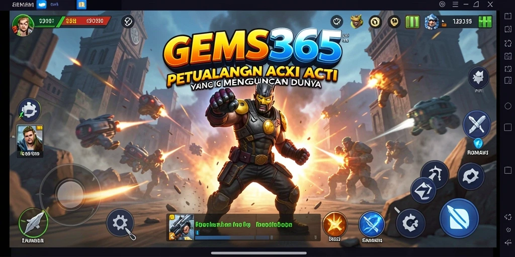 Tangkapan layar GEMS365 menampilkan aksi mendebarkan saat bertarung melawan musuh.