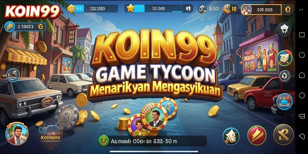 Screenshot menunjukkan gameplay menarik KOIN99 saat mengelola bisnis.