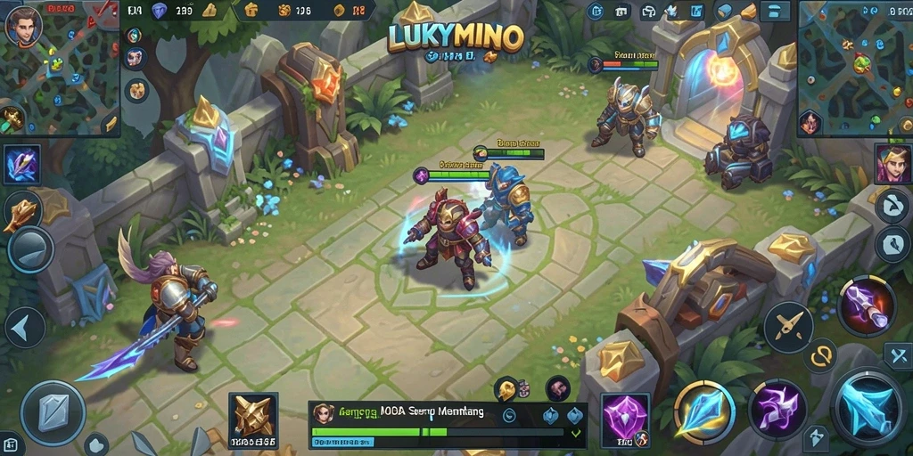 Tangkapan layar menunjukkan aksi seru dalam pertempuran LUKYMINO.