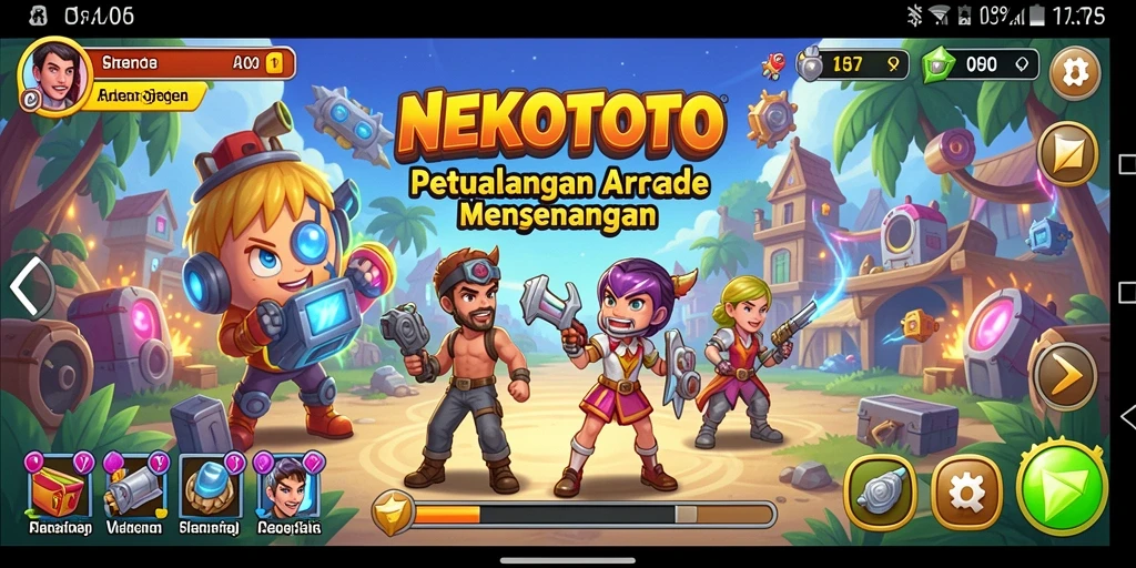Tampilan gameplay NEKOTOTO yang penuh warna dan seru.