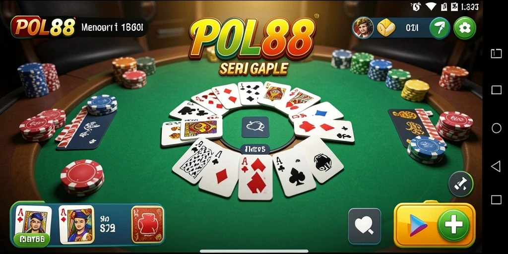 Screenshot gameplay POL88 yang menunjukkan serunya bermain Gaple.