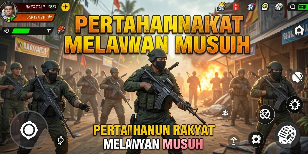 Screenshot gameplay RAKYATJP yang menunjukkan pertahanan menara dalam aksi.
