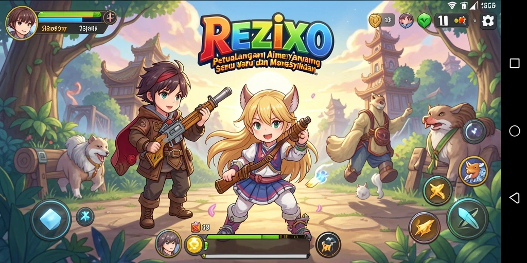 Tampilan gameplay menakjubkan dari REZIXO, penuh aksi dan warna.